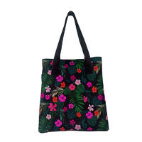 2019 newly designed neoprene beach handbag flowers print women shopping tote bag