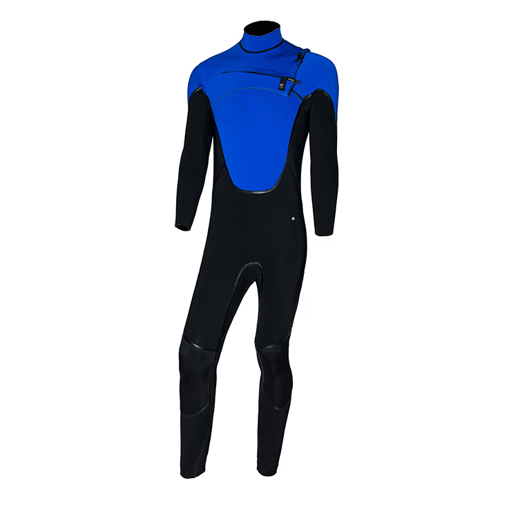 High Quality Blue Men's Full Body Triathlon Wetsuit with Chest Zipper