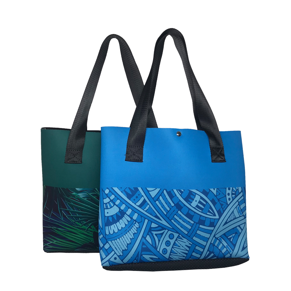 Newly designed fashion style neoprene tote beach bag girls shopping handbag